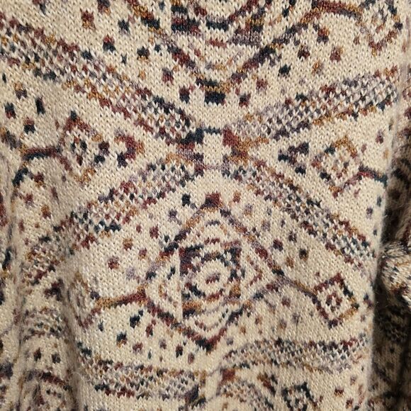 Vintage 90s Sweater Mohair Wool Blend Large Mock Neck Knit Multi Moroccan Patter - Picture 2 of 10
